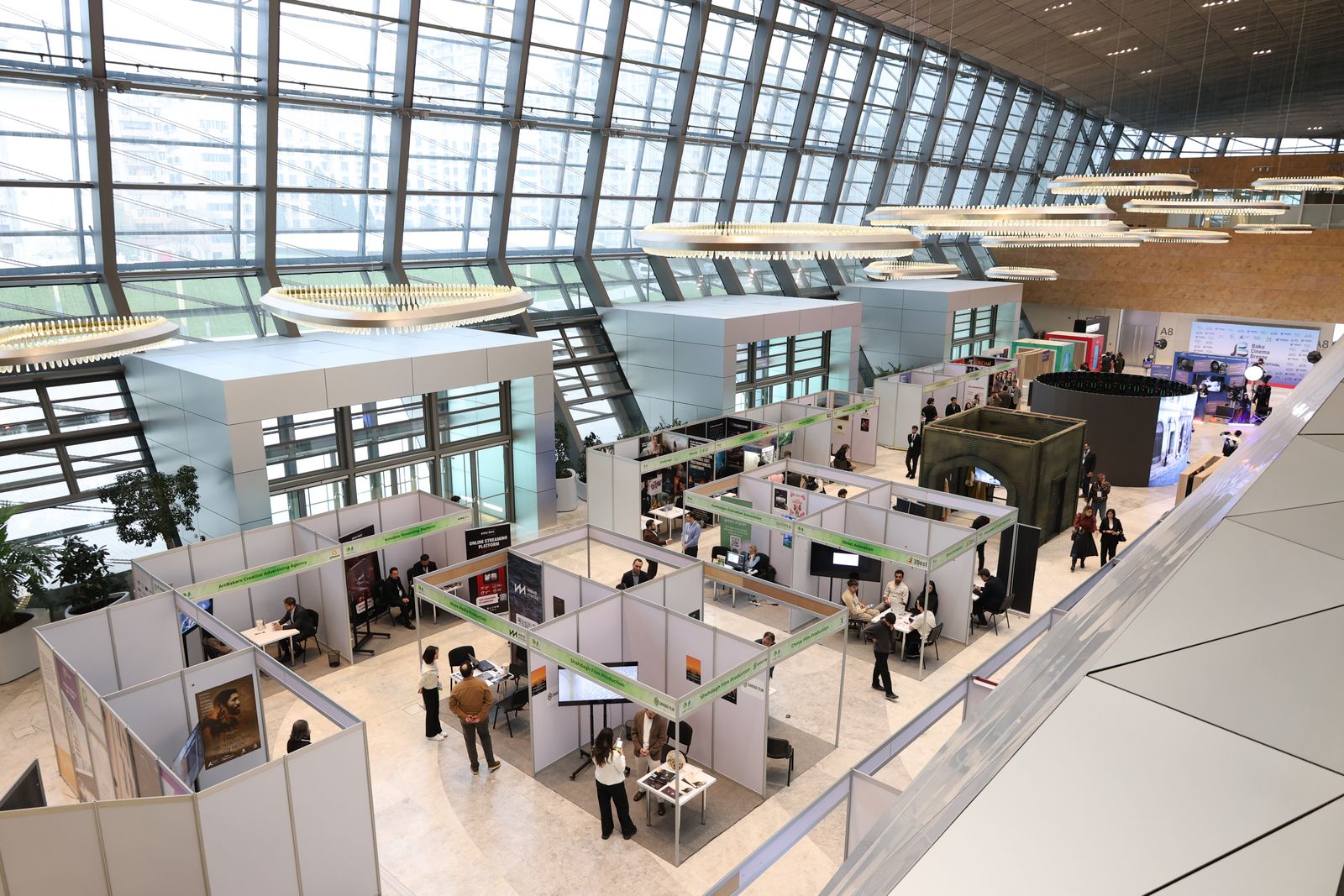 Exhibition hall with trade show booths